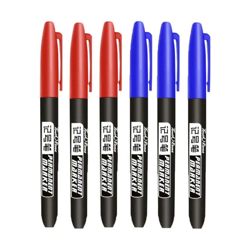 Permanent Marker Pen Drawing Markers Black Blue Red Waterproof Ink Sketch Pens Stationery Art School Supplies For Glass Metal