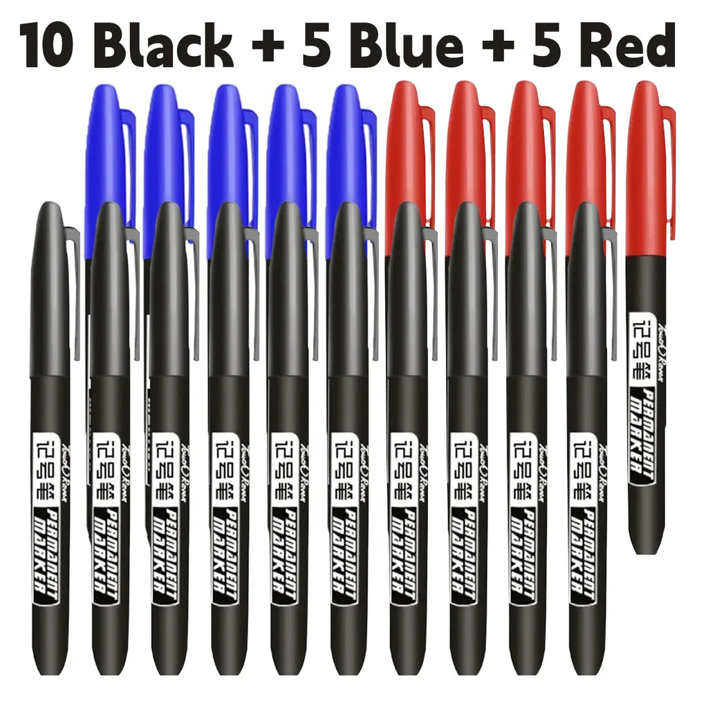 Permanent Marker Pen Drawing Markers Black Blue Red Waterproof Ink Sketch Pens Stationery Art School Supplies For Glass Metal