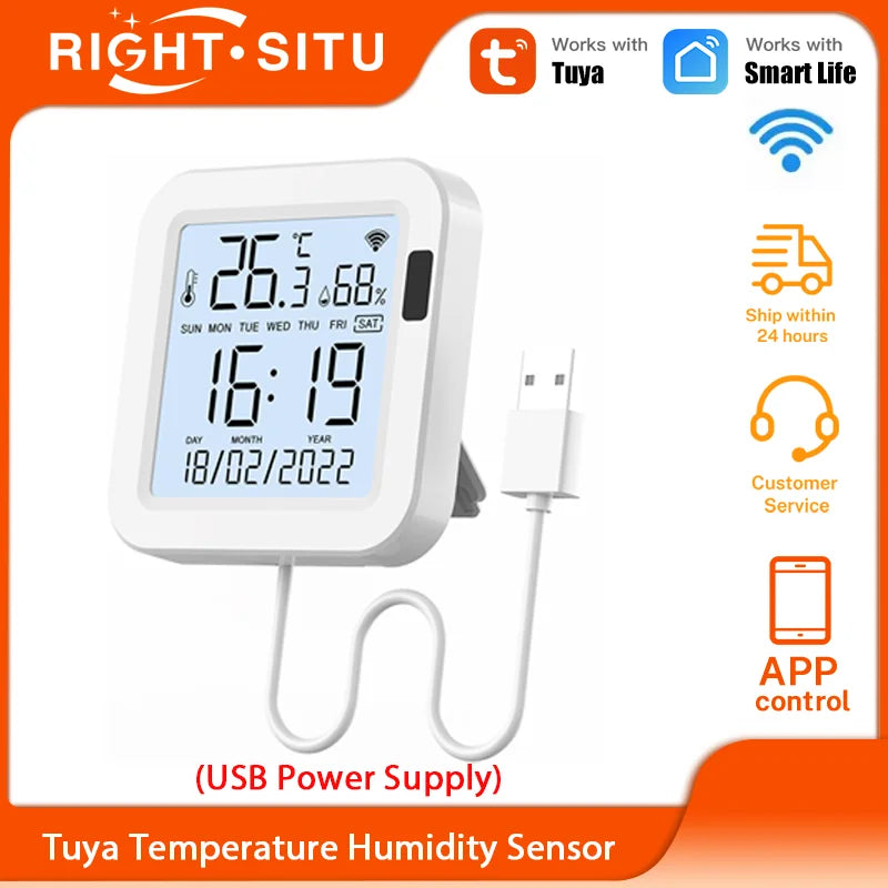 Smart Thermometer hygrometer Tuya WiFi Temperature and Humidity Sensor With Backlight APP Remote Control Work with Tuya Alexa