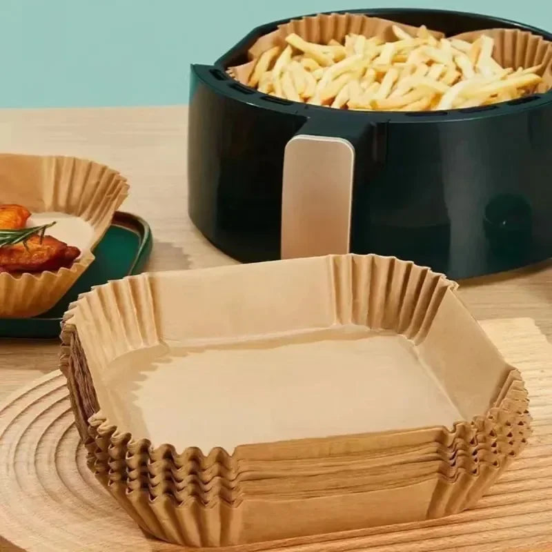 50pcs/set Air Fryer Disposable Paper Parchment Wood Pulp Steamer Cheesecake Air Fryer Accessories Baking Paper For Air Fryer