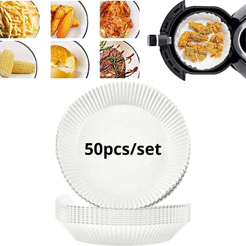 300PCS Air Fryer Disposable Paper Square Round Baking Paper Barbecue Plate NonStick Mat Kitchen Oven Oil Absorbing Paper Tool