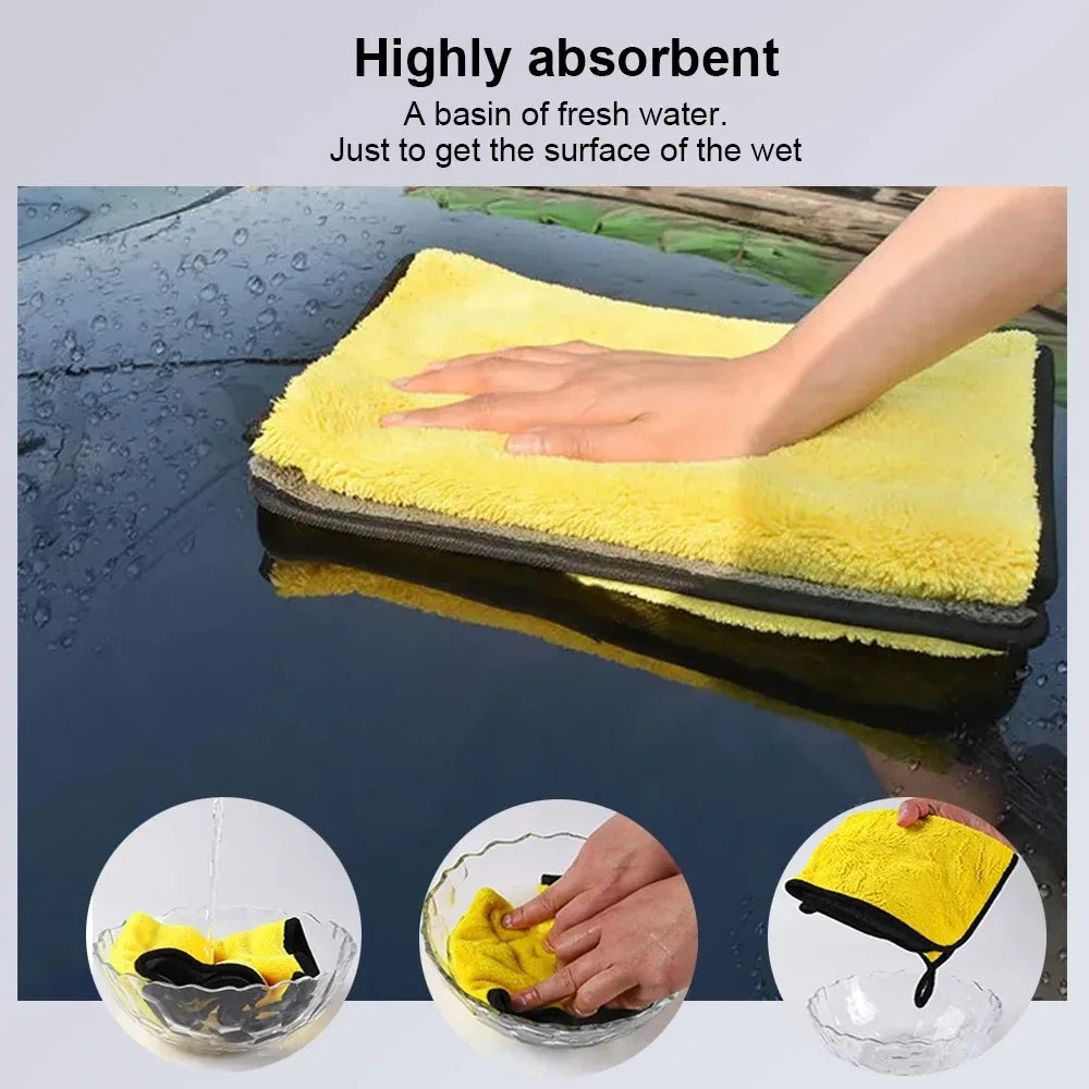 SEAMETAL 3/5/10Pcs Car Wash Microfiber Towel 30x30/60CM Car Cleaning Drying Cloth Hemming Car Care Cloth Car Wash Accessories
