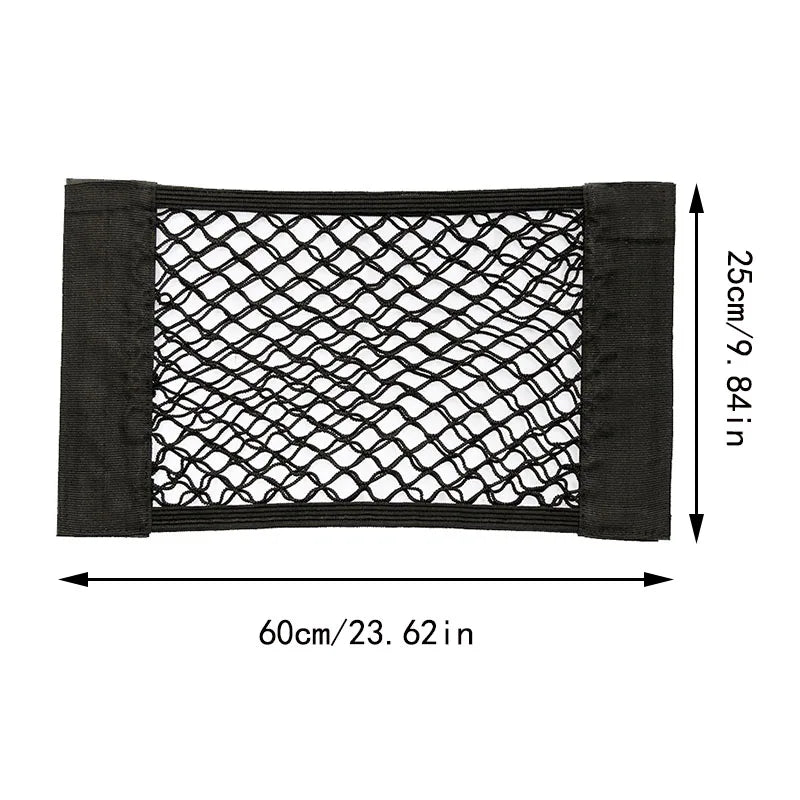 Car Storage Net Stretchable Mesh Pocket Net Magic Elastic Sticker Universal Rear Mesh Trunk Seat Bag Pocket Cage Auto Organizer