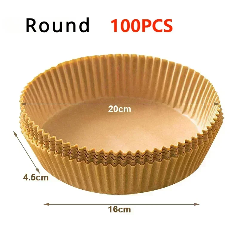 300PCS Air Fryer Disposable Paper Square Round Baking Paper Barbecue Plate NonStick Mat Kitchen Oven Oil Absorbing Paper Tool