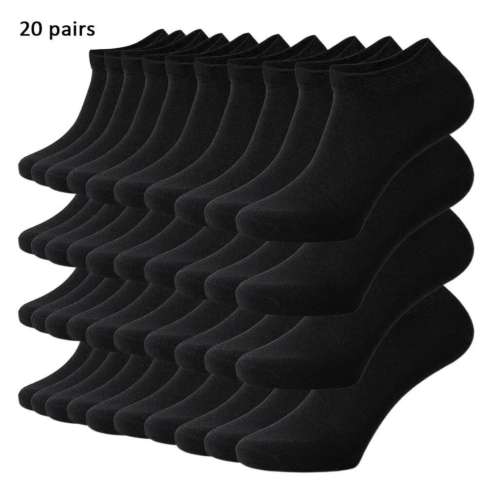 1/5/10 Pairs Comfortable Men's Women's Socks Casual Short Solid Color Spring Summer Boat Sock Fashionable Round Neck Ankle Socks