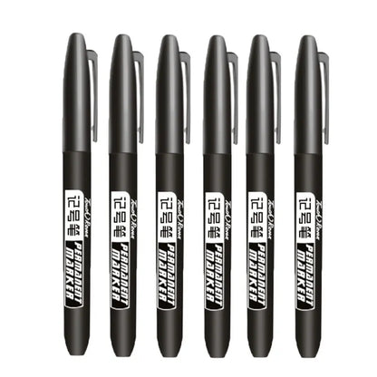 6PCs/Set Permanent Marker Pen Fine Point Waterproof Markers Thin Nib Crude Nib Black Blue Red Ink 1.5mm Fine Color Marker Pens