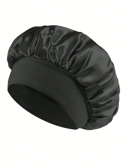 1/2pc Satin Wide Brim Nightcap Silky Bonnet Hair Wrap Sleeping Sleep Cap With Elastic Soft Band Styling Cap Hair Wrapping Tool