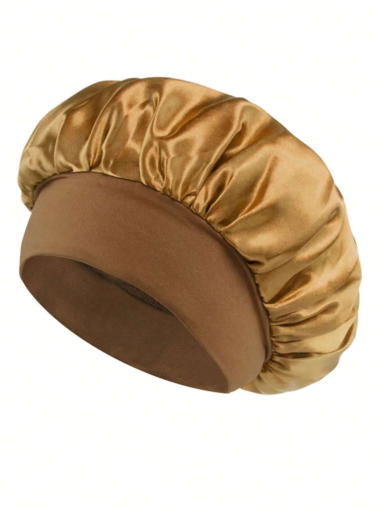 1/2pc Satin Wide Brim Nightcap Silky Bonnet Hair Wrap Sleeping Sleep Cap With Elastic Soft Band Styling Cap Hair Wrapping Tool