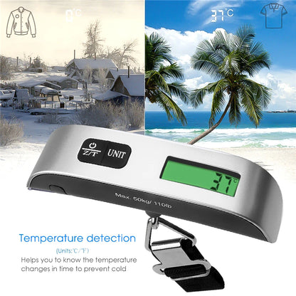 110Lb/50Kg Hanging Baggage Scale Digital Luggage Scale LCD Display Portable Suitcase Weighing Scale Travel Luggage Weight Scale
