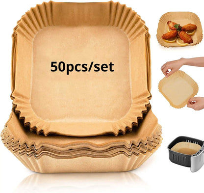50/100/200pcs Disposable Air Fryer Paper Round/Square Special Paper Food Silicon Oil Paper Air Fryer Liners Baking Paper