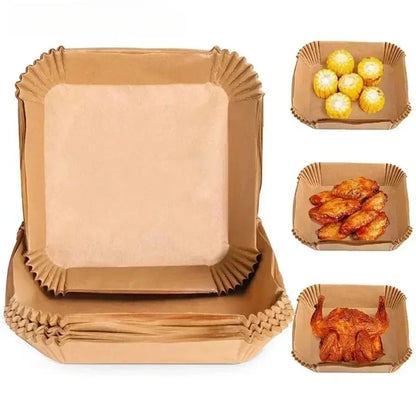 50Pcs Air Fryer Disposable Paper Non-Stick Airfryer Baking Papers Round Air-Fryer Paper Liners Paper Kitchen Accessories