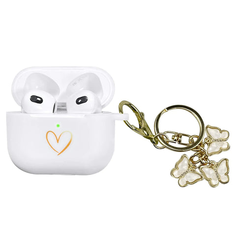 aiiekz airpods 3 case cover with gold heart pattern