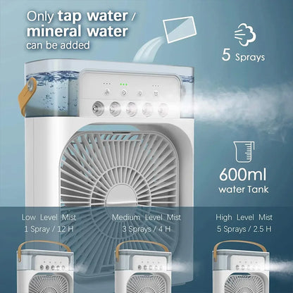 Portable 3 In 1 Fan AIr Conditioner Household Small Air Cooler LED Night Lights Humidifier Air Adjustment Home Fans