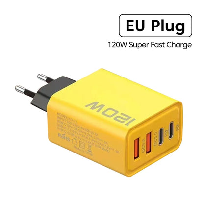 USB PD Charger 120W Type C Fast Charging EU/US Plug Wall Charger For iPhone Samsung Xiaomi Quick Charge 3.0 Mobile Phone Adapter