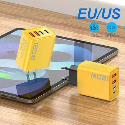 USB PD Charger 120W Type C Fast Charging EU/US Plug Wall Charger For iPhone Samsung Xiaomi Quick Charge 3.0 Mobile Phone Adapter